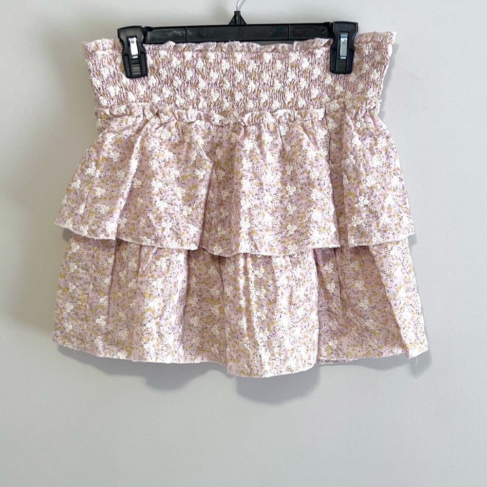 The Impeccable Pig Floral Smocked Tiered Mini Skirt